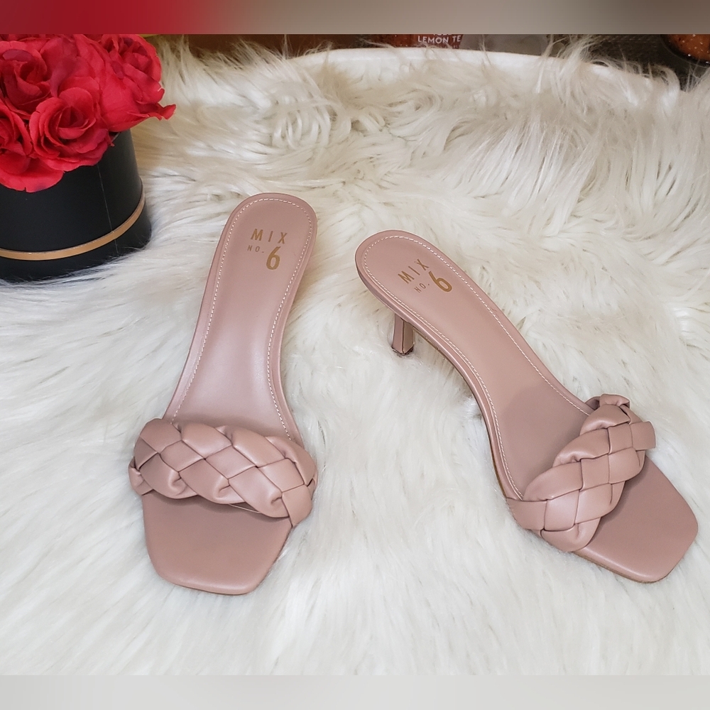 WOMEN'S TAUPE BRAIDED STRAPPY SQUARE OPEN TOE KITTEN HEELS ELANDRA SANDAL 11 NWT